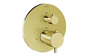 VitrA Root Round Integrated Thermostatic Bath/Shower Mixer Valve - Soft Gold